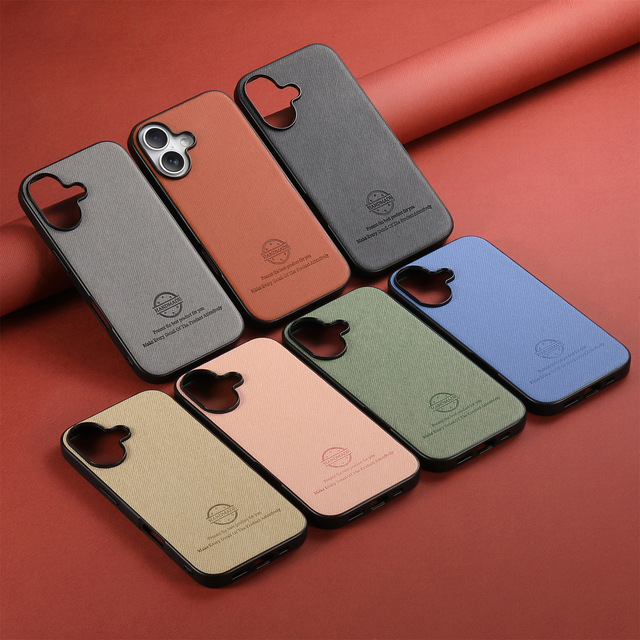 For iPhone Pure Color High Quality Vegan Leather Case Lens Protection Slim Skin Feel Phone Case for iPhone 16 15 Pro Max