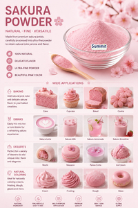 Poudre de Sakura Biologique de Qualité Alimentaire, Extrait Naturel de Fleur de Cerisier Séchée, pour Boissons, Lattes, Pâtisseries, Emballage Tambour - Product Image 3