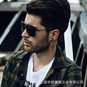 Stainless Steel Black <b>Cross</b> Pendant Earrings Set 6 Pieces Men's Fashion Jewelry Studs Hoop <b>Chain</b> Earring Collection - Product Image 5