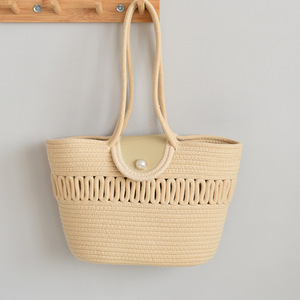 Sac à bandoulière nouveau style 2026 en tissu coton ajouré, idéal pour les vacances, la plage et comme sac fourre-tout - Product Image 3
