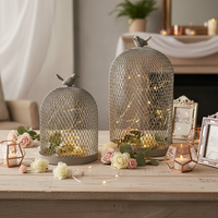 Cloche en fil métallique légère et écologique, style vintage rustique, pour décoration de jardin, centre de table de mariage et maison, avec motif cage à oiseaux et maille antique