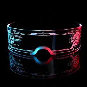 Lunettes à visière LED Cyberpunk, design futuriste, lunettes de fête avec <span class=keywords><strong>7</strong></span> changements de couleur - Product Image 5