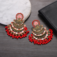 Pendientes de Mujer Estilo Étnico Indio con Borla de Gota de Agua Dorada, Exóticos, Vintage, Budismo Tibetano, Aleación Chapada en Rodio/Oro