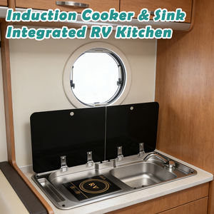 Cuisinière à induction compacte JDA en acier inoxydable 304 avec évier intégré et couvercle en verre trempé pour caravane, yacht, <span class=keywords><strong>camping</strong></span>-<span class=keywords><strong>car</strong></span>, bateau - Product Image 3
