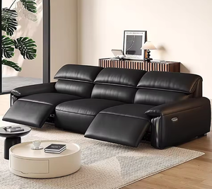 Sofá Cama Modular Extensible <span class=keywords><strong>Motorizado</strong></span> Eléctrico de Cuero Genuino de <span class=keywords><strong>3</strong></span> <span class=keywords><strong>Plazas</strong></span>, Conjunto de Sofá Seccional Moderno para Sala de Estar de Villa, Inteligente y Funcional - Product Image 4