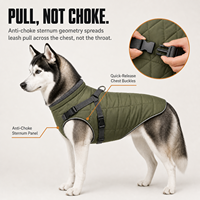 Gilet isolant pour chien avec harnais intégré et anneau en D arrière, coque hydrofuge 300D, doublure en polaire pour les promenades hivernales par temps froid
