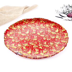 Assiettes de présentation décoratives de luxe en verre, <span class=keywords><strong>sous</strong></span>-assiettes rouges en verre pour Noël et mariages, vente en gros - Product Image 2