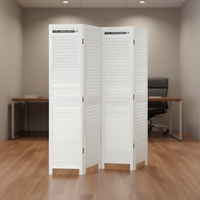 Solid White Paulownia Wood 4 Panel Room Divider Elegant Office Partition Foldable Freestanding