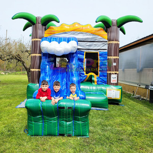 Château gonflable tropical pour enfants avec toboggan aquatique, pour usage commercial en extérieur - Product Image 2