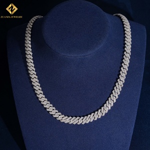 ZUANFA JEWELRY Men's Rhodium Plated 925 <b>Silver</b> Moissanite Blade <b>Chain</b> Necklace Geometric Baguette Cut Luxury Hip Hop Style - Product Image 5