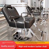 Fauteuil de Barbier Élégant en Cuir Blanc, Chaise Pivotante de Salon de Coiffure en Acier Inoxydable Brillant avec Base Robuste