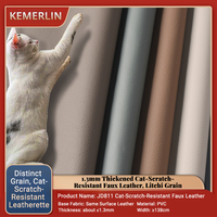 Tissu en cuir artificiel PVC KEMERLIN anti-griffures de chat, imperméable, résistant aux taches, épaisseur 1,3 mm, pour sièges de voiture et meubles de salon