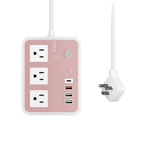 USA Canada Plug Tact Rocker Switch Smart Tuya Control Lighting Office Tabletop Multiple Socket Power Strip With 30W USB