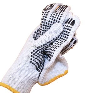 Guantes punteados de trabajo de punto de algodón azul/negro/naranja guantes de seguridad guantes de mano de puntos de PVC - Product Image 2