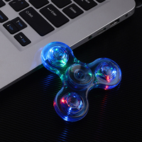 Vente en gros de jouets anti-anxiété en cristal transparent LED lumineux coloré, jouet de rotation pour enfants, entraînement cérébral