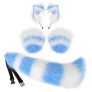 Cosplay Halloween Costume Handmade Wolf Ears Furry Fox Headband Tail