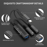 Adaptateur de charge pour casque Type C vers Type C 3,5 mm, lecteur de carte mémoire USB 5 en 1, câble dongle, adaptateur de transfert de données rapide