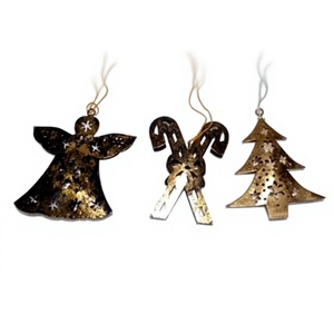 Adornos Navideños Colgantes de Oro Antiguo Vintage, Decoración de Pared, Ángel Perforado, Bastones de Caramelo, Set para Árbol, Sala de Estar, Día de San Valentín - Product Image 1
