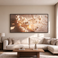 Tableau mural contemporain en toile avec cadre en bois, texture blanche, motif animalier, peinture à l'huile Wabi-Sabi, décoration de luxe pour salon et chambre à coucher