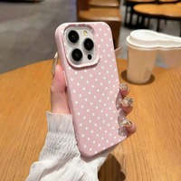 Nouvelle coque de téléphone portable en TPU à pois blancs, étui en cuir tendance, coque arrière pour iPhone 16 15 17 Air 18 Pro Max