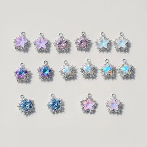 Colgantes de estrella de circonita chapados en aleación de zinc para la fabricación de pendientes, componentes de joyería DIY GJ178 - Product Image 1
