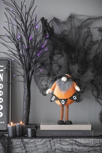 Set di <span class=keywords><strong>2</strong></span>, 16x11x41 cm, Gnomi Arancioni in Tessuto con Gnomi Neri e Striscione, per Decorazioni di Halloween - Product Image 3