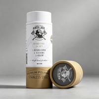 Kit de soin de la barbe personnalisé pour barbier, sérum cosmétique, boîte cylindrique ronde, emballage en tube de papier kraft