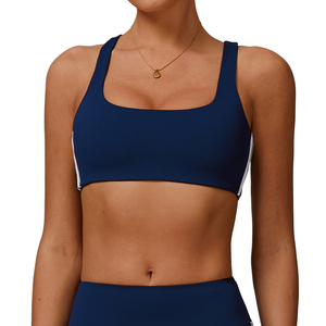 <span class=keywords><strong>Reggiseno</strong></span> <span class=keywords><strong>sportivo</strong></span> da donna leggero ad asciugatura rapida Plus Size con collo quadrato morbido elastico a compressione colore a contrasto imbottito Yoga abbigliamento Fitness - Product Image 4