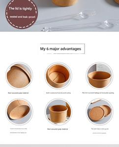 Gobelets à soupe en papier brun personnalisés en gros, bols à soupe à emporter, gobelets jetables pour boissons chaudes avec couvercle, seau à soupe - Product Image 6