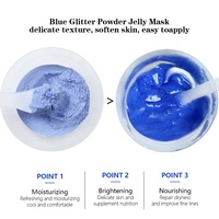 Masque en poudre de gelée bleue scintillante OEM à marque privée, hydrogel pailleté, blanchissant, anti-âge, masque facial biologique hydratant