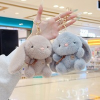 Porte-clés et breloque de sac en peluche lapin de dessin animé, mini, doux et moelleux, jouet animal en peluche, pendentif pour machine à griffes