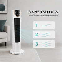 Ventilateur sur pied facile à utiliser avec affichage numérique, commande vocale électronique, minuterie et trois vitesses pour les foyers seniors
