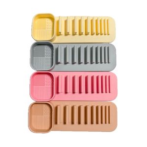 Silicone Makeup Brush Holder <b>Wall</b>-Mounted Adhesive Storage Rack with Cleaning Pad OEM Welcomed for Cosmetics - Product Image 3