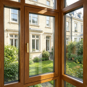 Fenêtre oscillo-battante en aluminium avec finition imitation bois, sur mesure, fabriquée avec verre double vitrage Low-E pour la construction de maisons - Product Image 2