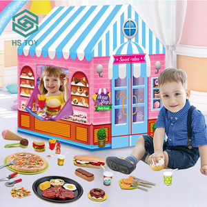 Giochi di taglio HS gioca a tenda di caramelle portatile bambini feltro cibo finta casa in miniatura fai da te con piccoli chef bistecca Pizza - Product Image 3