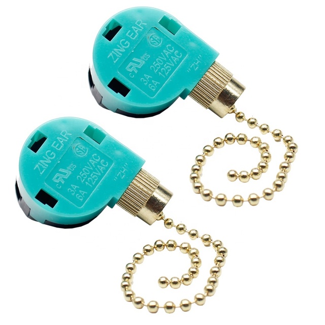 Zing Ear 3 Speed 4wires  Ceiling Fan Wall Lamp Cabinet Light Pull Chain  Switch