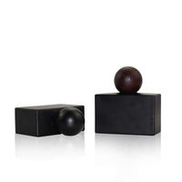 Vente en gros de flacons de parfum carrés noirs de 50ml flacon pulvérisateur d'atomiseur de parfum vide avec couvercle en bois