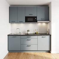 Meubles de cuisine modernes sur mesure pour petits espaces, usage en appartement, modulaires, en mélamine, avec évier, robinet, charnières et crédence écologique