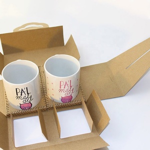 Caja de impresión de papel Kraft taza capuchino tarde porcelana cerámica taza de café caja con cuchara - Product Image 6