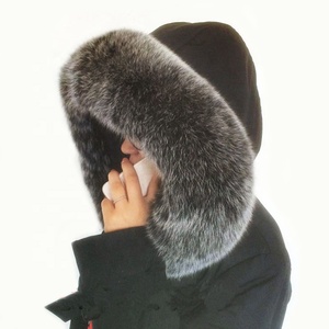 Adorno de piel de zorro azul de alta calidad directo de fábrica XJ para capucha y cuello para prendas - Product Image 3