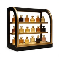 Vitrine de présentation de parfums sur mesure noir mat et or, conçue par des experts pour les boutiques de parfums - Vente directe usine - MOQ 1 pièce