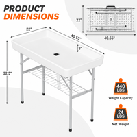 Table de refroidissement LuckyOCT avec drain, tables pliantes avec drain et jupe amovible, intérieur/extérieur