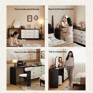 Tocador y Cómoda Integrados de Estilo Retro Francés, <span class=keywords><strong>Escritorio</strong></span> de Maquillaje Minimalista y Mueble de Almacenamiento para el Pie de Cama para Dormitorios Pequeños - Product Image 5