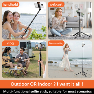 Trépied de <span class=keywords><strong>voyage</strong></span> extensible tout-en-un et perche à selfie en plastique avec télécommande sans fil compatible pour smartphones <span class=keywords><strong>iPhone</strong></span> et Android - Product Image 6