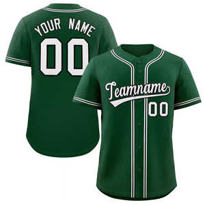 Maillot de baseball authentique de style classique vert, blanc et noir personnalisé - Product Image 1