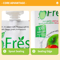 Logo personnalisé Coréen Jus de Fruit Boisson Bec Liquide Sacs D'emballage Pomme Mangue Orange 100ml 200ml Debout Clair Jus Pochette