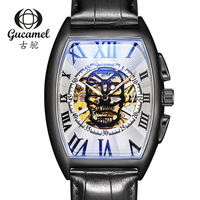 Montre mécanique de marque supérieure pour hommes montres mécaniques à chiffres romains carrés homme mode squelette creux montres entièrement automatiques