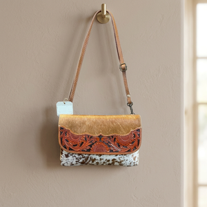 High Quality Genuine Leather Floral Bohemian Fashion Crossbody Sling <b>Bag</b> with Western Style and <b>Long</b> Tassel - Product Image 3