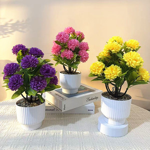 Bonsái de Crisantemo Artificial, 12 Flores, Mini Planta en Maceta, Decoración para el Hogar y Jardín, Regalo para el Día de la Madre - Product Image 1