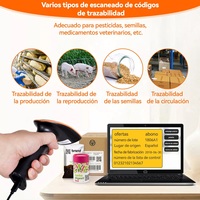 Escáner de Códigos de Barras 2D QR Inalámbrico de 2.4Ghz + Bluetooth + Conexión USB, Lee PDF417, Datamatrix, EAN13, UPC, Código Postal32